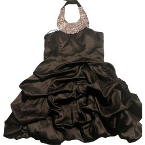 Steppin' Out Black Ruffled Prom Dress